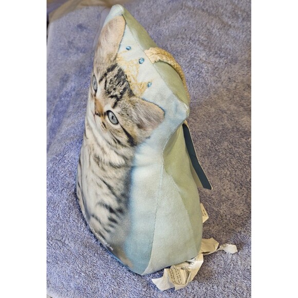 Rachael Hale Cat Kitten Doorstop Tiara Crown Blue Bean Bag w/ Handle - Picture 2 of 7